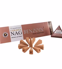 Vijayshree - Golden Nag Benzoin, rökelsekoner backflow