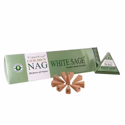 Vijayshree - Golden Nag White Sage, rökelsekoner backflow
