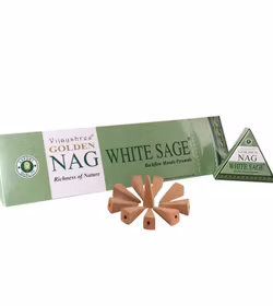 Vijayshree - Golden Nag White Sage, rökelsekoner backflow