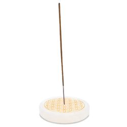 Rökelsehållare Flower Of Life, Vit Selenit rund platta