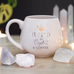 Mugg, Fueled by Crystals and Coffee rosa