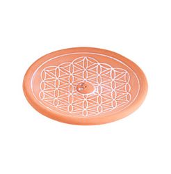 Rökelsehållare i keramik, Flower Of Life rund terrakotta