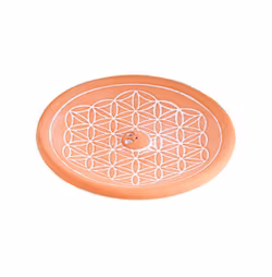 Rökelsehållare i keramik, Flower Of Life rund terrakotta