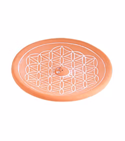 Rökelsehållare i keramik, Flower Of Life rund terrakotta