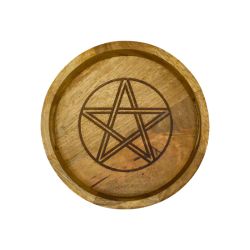 Stor bricka med handtag i trä, Pentagram