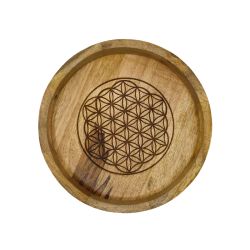 Stor bricka med handtag i trä, Flower Of Life