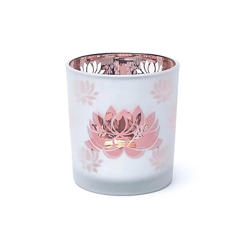 Ljuslykta liten frostat glas, Rosa Lotus