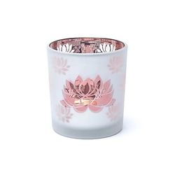 Ljuslykta liten frostat glas, Rosa Lotus