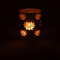 Ljuslykta stor frostat glas, Rosa Lotus