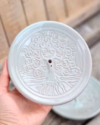 Rökelsehållare i keramik, Tree Of Life rund ljusgrön
