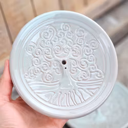 Rökelsehållare i keramik, Tree Of Life rund ljusgrön