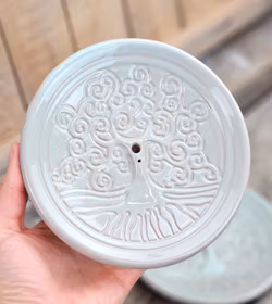 Rökelsehållare i keramik, Tree Of Life rund ljusgrön
