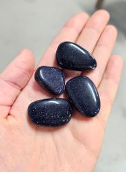Blå Guldfluss liten/mini platta, touchstone -30% fynd (Obs! Syntetisk!)