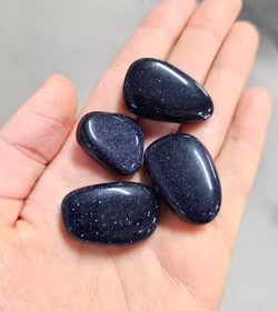 Blå Guldfluss liten/mini platta, touchstone -30% fynd (Obs! Syntetisk!)