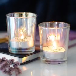 Ljuslykta liten, Solen och månen (iriserande) 2-pack