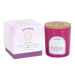 Stjärnteckenljus Vattumannen (Aquarius) - Bergamot & Mandarin, Zodiac doftljus med Ametist 21h