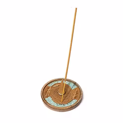 Rökelsehållare i trä, rund med Amazonit