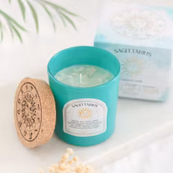 Stjärnteckenljus Skytten (Sagittarius) - Ylang Ylang & Amber, Zodiak doftljus med Amazonit 21 h