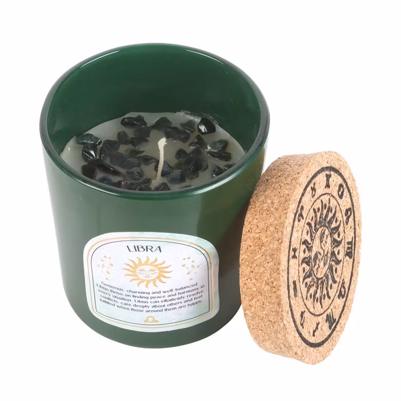 Stjärnteckenljus Vågen (Libra) - Sweet Jasmine, Zodiac doftljus med Heliotrop (Blodsten) 21h