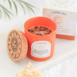 Stjärnteckenljus Stenbocken (Capricorn) - Sandalwood & Jasmine, Zodiac doftljus med Tigeröga 21h