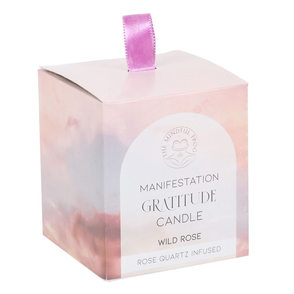 Gratitude - Wild Rose, doftljus för manifestation med Rosenkvarts 25h