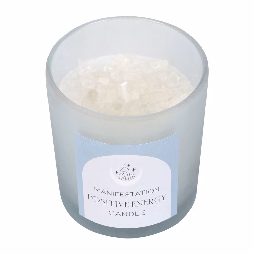 Positive Energy - White Sage, doftljus för manifestation med Bergkristall 25h