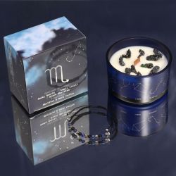 Ancient Wisdom - Zodiac Scorpio (Skorpionen), Stjärntecken doftljus kit med Pyrit & kristallarmband