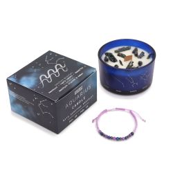 Ancient Wisdom - Zodiac Aquarius (Vattumannen), Stjärntecken doftljus kit med Pyrit & kristallarmband