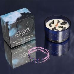 Ancient Wisdom - Zodiac Aquarius (Vattumannen), Stjärntecken doftljus kit med Pyrit & kristallarmband
