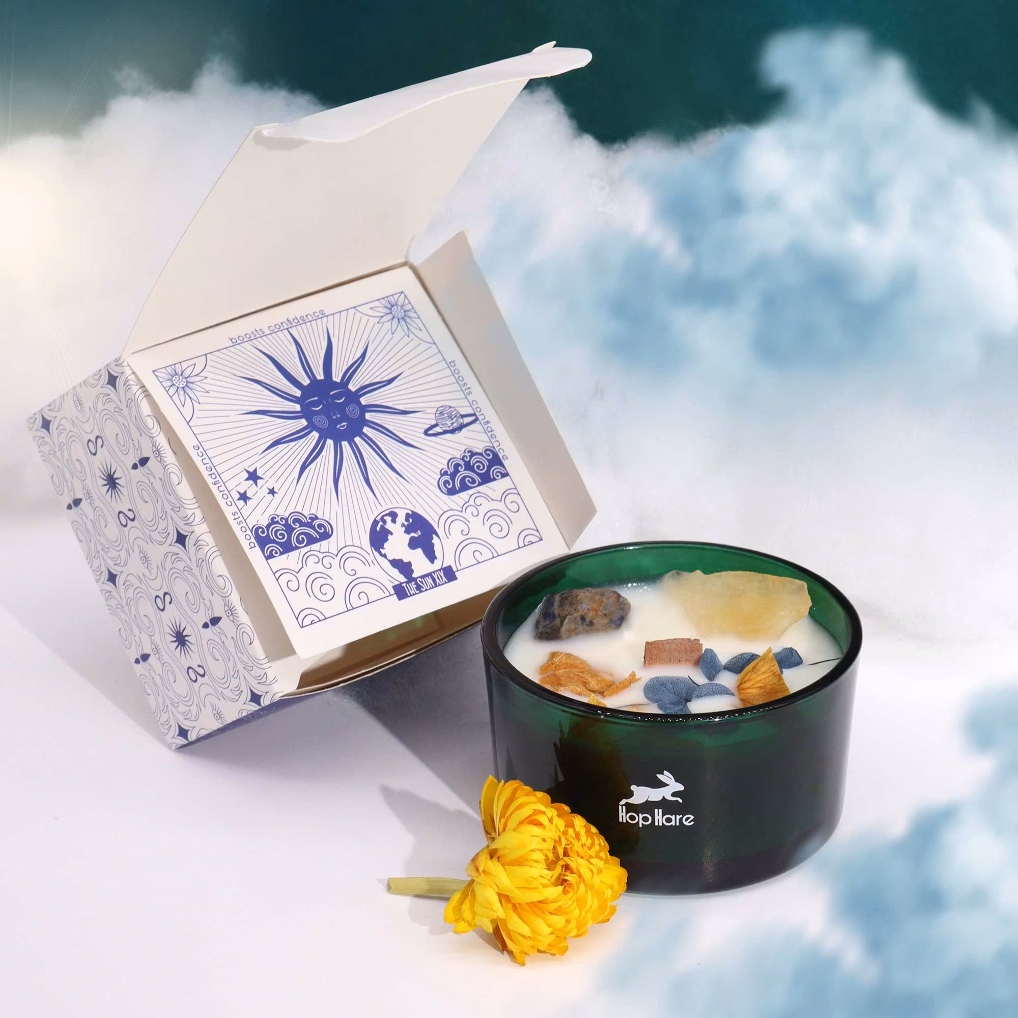 Hop Hare - The Sun, doftljus med Citrin & Sodalit 22h