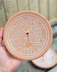 Rökelsehållare i keramik, Tree Of Life rund terrakotta