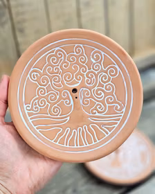 Rökelsehållare i keramik, Tree Of Life rund terrakotta