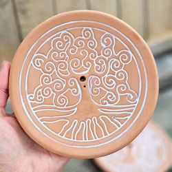 Rökelsehållare i keramik, Tree Of Life rund terrakotta
