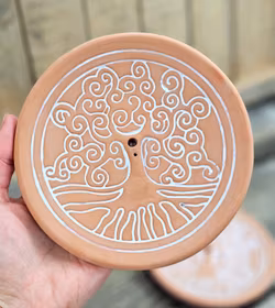 Rökelsehållare i keramik, Tree Of Life rund terrakotta