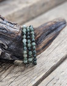 Aktinolit, armband 6mm runda pärlor