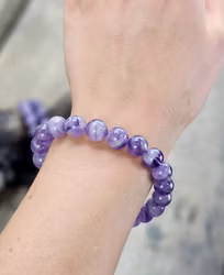 Chevron Ametist (Drömametist), armband 10mm runda pärlor
