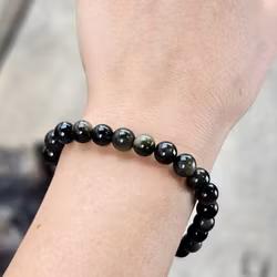 Guldobsidian, armband 8mm runda pärlor