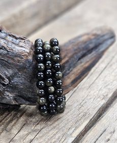 Guldobsidian, armband 8mm runda pärlor