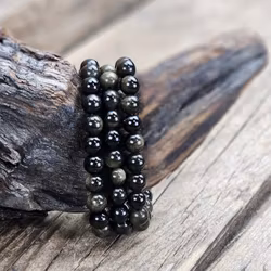 Guldobsidian, armband 8mm runda pärlor