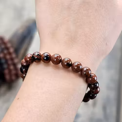 Mahogny Obsidian, armband 8mm runda pärlor