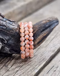 Hematoidkvarts (Röd Golden Healer), armband 8mm runda pärlor
