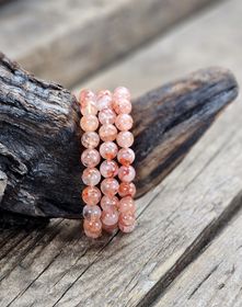 Hematoidkvarts (Röd Golden Healer), armband 8mm runda pärlor