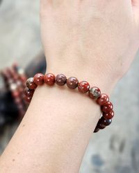 Breccijaspis extra, armband 8mm runda pärlor