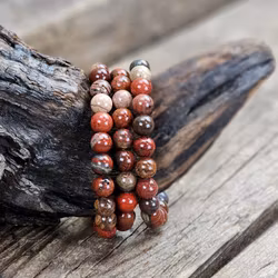 Breccijaspis extra, armband 8mm runda pärlor