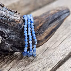 Blå Kvarts, armband 4mm runda pärlor