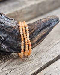 Orange Aventurin, armband 4mm runda pärlor