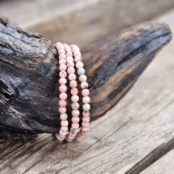 Rodokrosit, armband 4mm runda pärlor