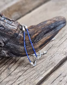 Lapis Lazuli, armband 3mm facetterade pärlor macramé