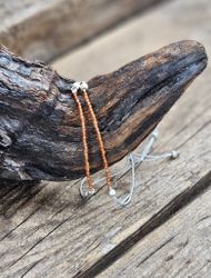 Spessartin Granat, armband 3mm facetterade pärlor macramé