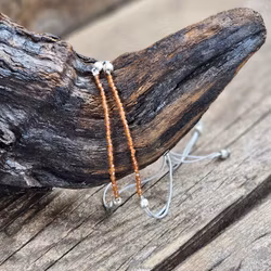 Spessartin Granat, armband 3mm facetterade pärlor macramé